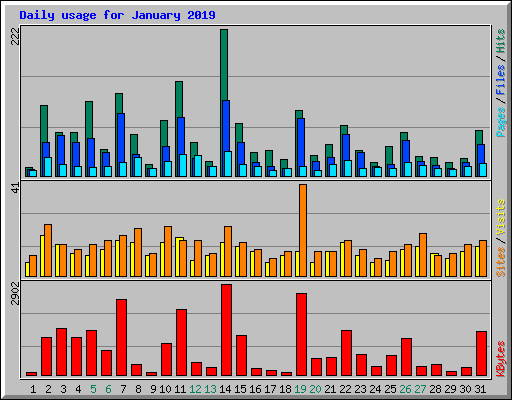 Daily usage for January 2019